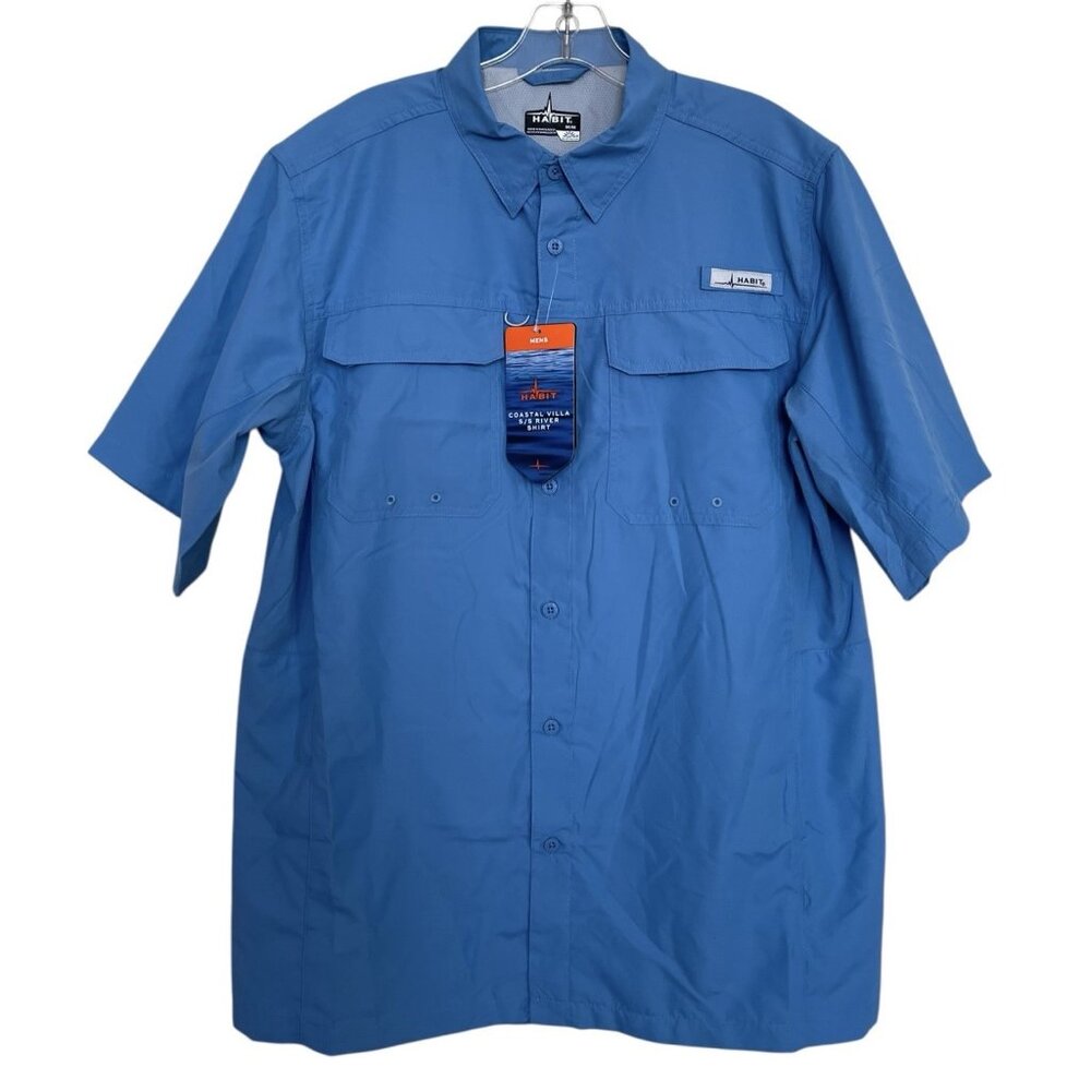 Habit Fishing‎ Outdoor Vented Button Down Shirt Mesh Mens Size Medium Blue